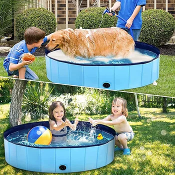  Бассейн для собак Складная ванна для домашних животных Плавательная ванна Ванна Складной бассейн для купания собак Кошек Дети Бассейн для купания большого размера