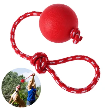 UEETEK Pet Твердый резиновый мяч с веревкой Собака Пусковая установка для дрессировки домашних животных - размер L