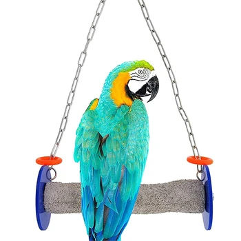  Pet Parrot Stand Bird Swing and Perch Bird Toys Скрежет рта Шлифовка когтей Деревянный держатель для игрушек Безопасные клетки для птиц Аксессуары