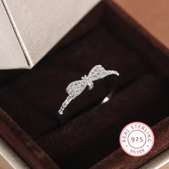 Новое изысканное белое циркониевое кольцо-бант сладкий и простой подарок на день рождения 925 марка модные ювелирные изделия оптом обручальное кольцо