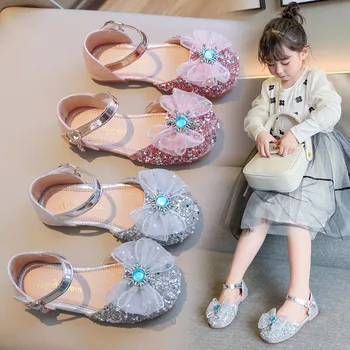 Летняя принцесса Сандалии для девочек Горный хрусталь Хрусталь Роскошная вечеринка День рождения Обувь Корейский стиль Нескользящая модная обувь Дети