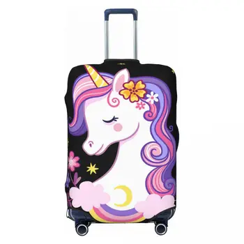 Единорог Радужный цветок Чехол для багажа Печатный дорожный чемодан Протектор Утолщенный эластичный чемодан с застежкой-молнией