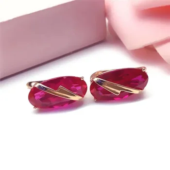  чисто русский 585 пурпурный золотой новый красный камень пряжка для ушей с покрытием из 14-каратного розового золота персонализированные универсальные модные украшения для жены