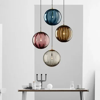 Современный светодиодный подвесной светильник Nordic Glass Ball Hanglamp для спальни, столовой, бара, декора, лофта, светильника, подвески, кухонных светильников