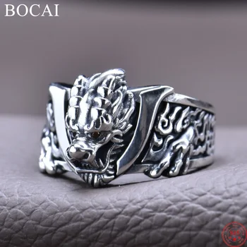  bocai s925 стерлинговое серебро кольца для мужчин новая мода рельеф дракон голова пламя шаблон инкрустированный zirocn панк ювелирные изделия бесплатная доставка