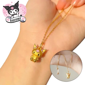 Sanrio Kuromi Kawaii Ожерелья Золотой Цвет Куроми Кулон Для Женщин Аниме Милые Цепи Готическое Ожерелье Девочки Подарки на День Рождения