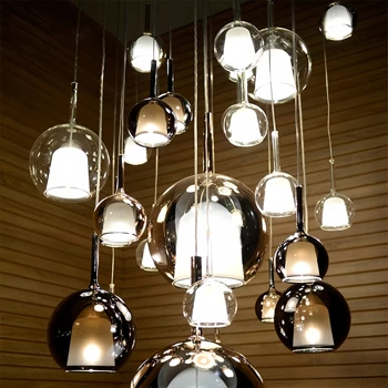 Роскошный стеклянный подвесной светильник Ресторан Лестницы итальянского дизайна ПрикроватныйБытовой ресторан внутренний офис украшение светильник
