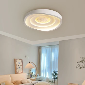 Современный потолочный светильник, используемый для спальни, гостиной, обеденного стола, белый, синий, с регулируемой яркостью, пульт дистанционного управления, украшение дома, внутренняя лампа