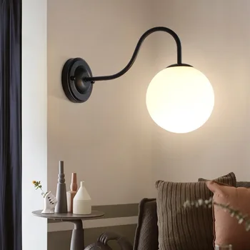 Скандинавский стеклянный шар Светодиодный настенный светильник для гостиной Интерьер Спальня Светодиодный настенный светильник Настенное бра для дома