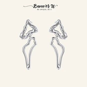 BAMOER U Ocean Series 925 Стерлинговое серебро Нерегулярные серьги-гвоздики для женщин Европейский креатив Застежки Подарок