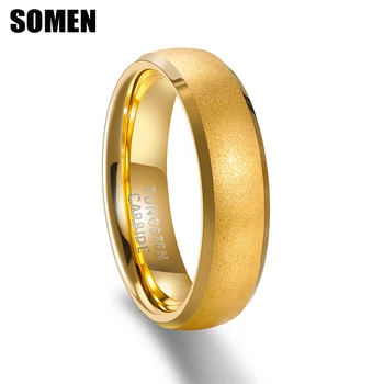 Somen Матовое вольфрамовое кольцо для мужчин и женщин 6 мм Свадебное кольцо для пары Бренд золотой/серебряный цвет Матовые баги pour femme