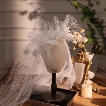 Новый кружевной цветочный сетчатый марлевый украшение для головы невесты образец съемки внешних аксессуаров для свадебных волос