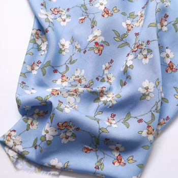50 см * 140 см Синяя цветочная 100% вискозная ткань для самостоятельного шитья летнего платья простыни вискоза пэчворк ткань мягкая