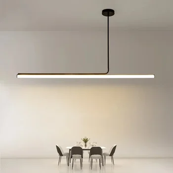 Современные длинные светодиодные подвесные светильники для гостиной столовые столы кухня черная люстра домашний декор подвесной светильник