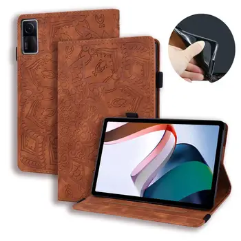 Цветочный кожаный кошелек Подставка для карт для Xiaomi Redmi Pad SE 11 2023 Красный miPad SE 11 дюймов 2023 года Чехол для планшета