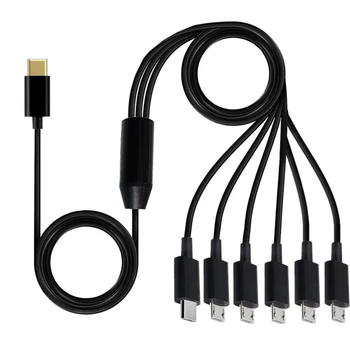 6 в 1 Многопортовый шнур USB C - Micro USB, кабель быстрой зарядки мощностью 20 Вт подходит для большинства электронных устройств мобильных телефонов