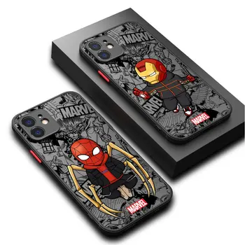 чехол для телефона для iPhone 7 6S 14 Pro Max 12 Mini XR XS X SE 11 Pro 15 Pro 13 8 Plus Marvel Iron Man Spider Man Мягкая обложка