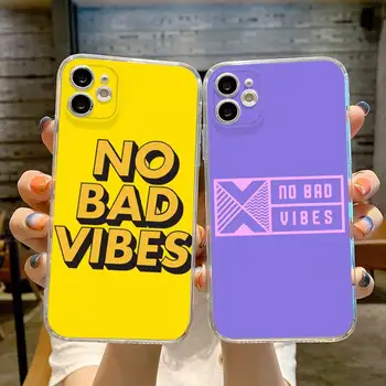 No Bad Vibes Чехол для телефона прозрачный для iphone 13 12 11 Pro Max Mini X XR XS MAX 7 8 6s plus Чехлы для телефона с полным покрытием