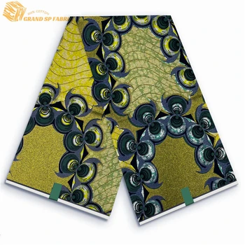 Grand Super Ткань 100% хлопок Африканская восковая ткань Высококачественная восковая печать Ткань Анкара для шитья 6 ярдов Женская ткань VLS161