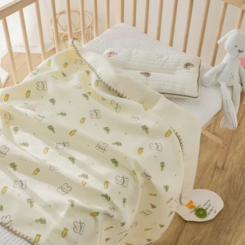 Детское одеяло 3-слойное хлопчатобумажное одеяло Пеленальное одеяло Банное полотенце Детская кроватка Простыня Нефлуоресцентное полотенце для новорожденных