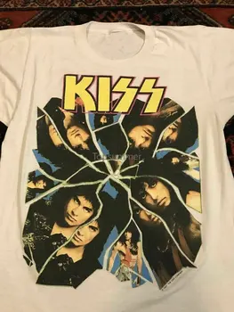 Редкий поцелуй Сумасшедшие ночи Концертный тур Рок-метал 1987 Джин Пол Винтажная рубашка