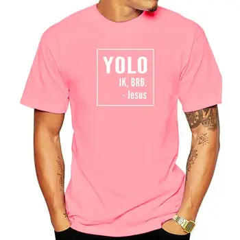 YOLO JK BRB Футболка Иисуса Христианско-католическая смешная рубашка Camisas Мужские забавные футболки Топы Рубашка для мужчин Faddish Normal Футболка