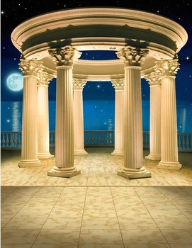 Римская колонна Колоннада Полнолуние Море Океан Ночной свет фоны компьютерная печать свадьба Фоны фотостудии